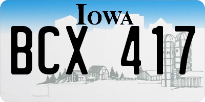 IA license plate BCX417