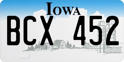 IA license plate BCX452