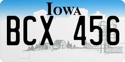 IA license plate BCX456