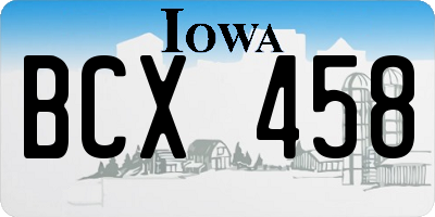 IA license plate BCX458