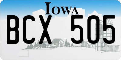 IA license plate BCX505