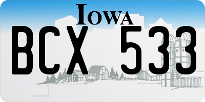 IA license plate BCX533