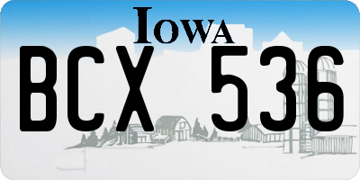 IA license plate BCX536
