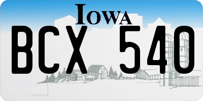 IA license plate BCX540