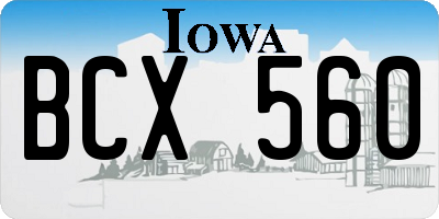 IA license plate BCX560