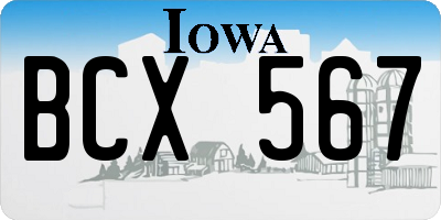 IA license plate BCX567