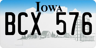 IA license plate BCX576