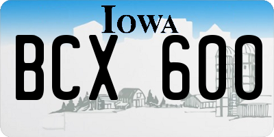 IA license plate BCX600