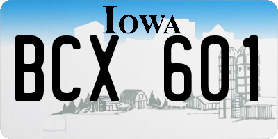 IA license plate BCX601