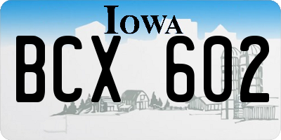 IA license plate BCX602