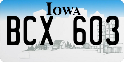 IA license plate BCX603