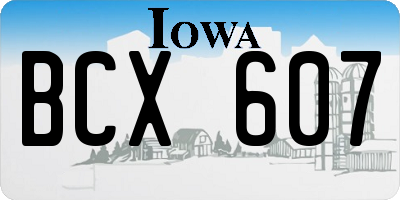 IA license plate BCX607