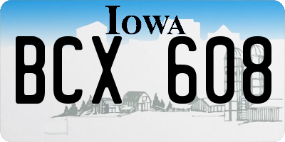 IA license plate BCX608