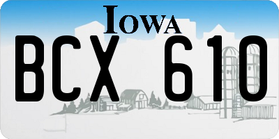 IA license plate BCX610
