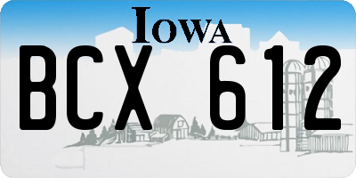 IA license plate BCX612