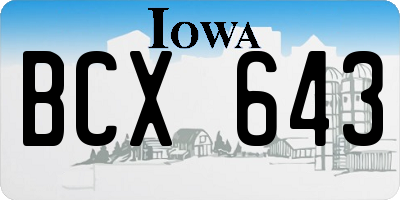 IA license plate BCX643