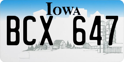 IA license plate BCX647