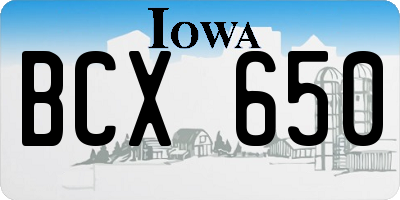 IA license plate BCX650