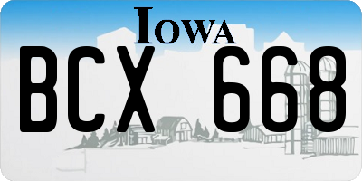 IA license plate BCX668