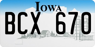 IA license plate BCX670