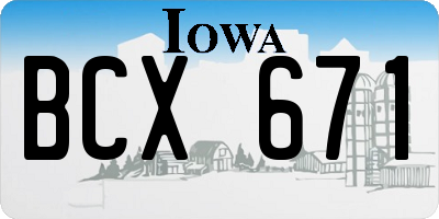 IA license plate BCX671