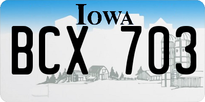 IA license plate BCX703