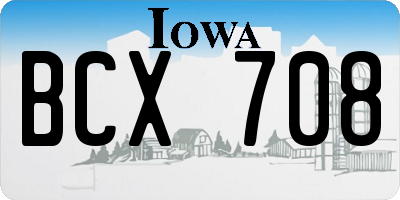 IA license plate BCX708