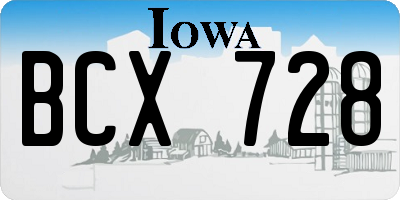IA license plate BCX728
