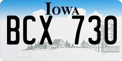 IA license plate BCX730