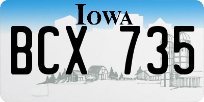 IA license plate BCX735