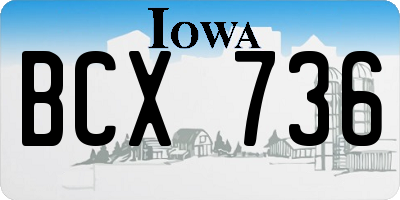 IA license plate BCX736