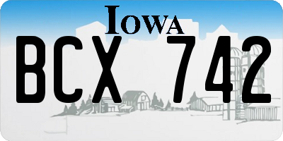 IA license plate BCX742
