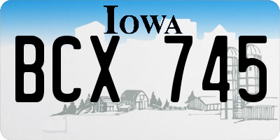 IA license plate BCX745