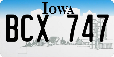 IA license plate BCX747