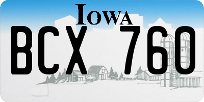 IA license plate BCX760