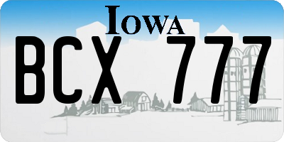 IA license plate BCX777