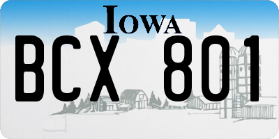 IA license plate BCX801