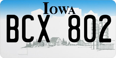 IA license plate BCX802