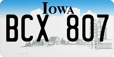 IA license plate BCX807