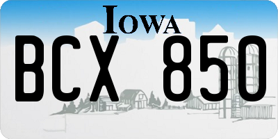 IA license plate BCX850