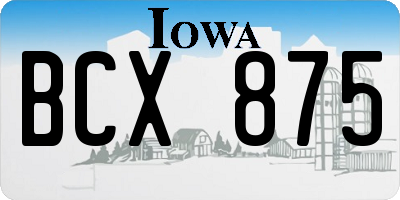 IA license plate BCX875