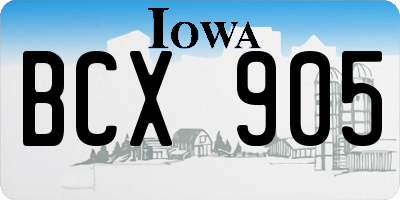 IA license plate BCX905