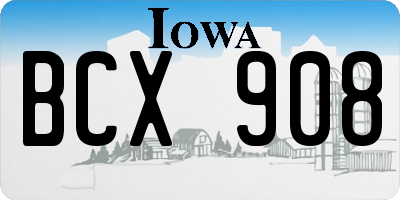 IA license plate BCX908