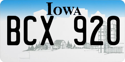 IA license plate BCX920