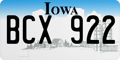 IA license plate BCX922