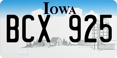 IA license plate BCX925