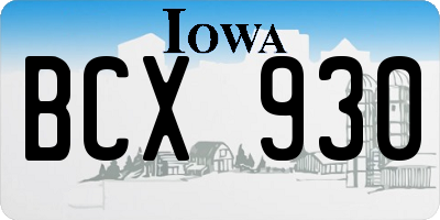 IA license plate BCX930