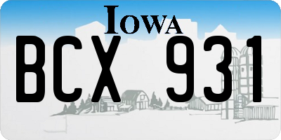 IA license plate BCX931