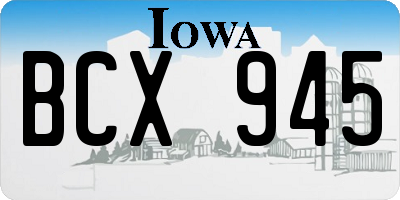 IA license plate BCX945
