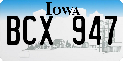 IA license plate BCX947